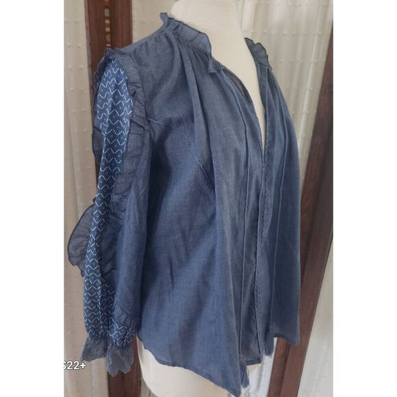 T42 Sheilay chambray western inspired top - Picture 6 of 9